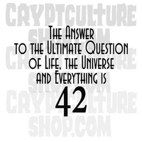 Hitchhiker's Guide to the Galaxy 42 Vinyl Decal