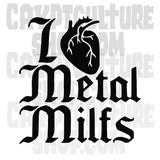 Horror I Heart Metal Milfs Vinyl Decal