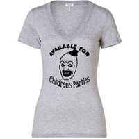 Terrifier Ladies V Neck T Shirt Adult S-3X Art the Clown Available For Childeren's Parties Serial Killer Slasher Horror Free Shipping Merch Massacre