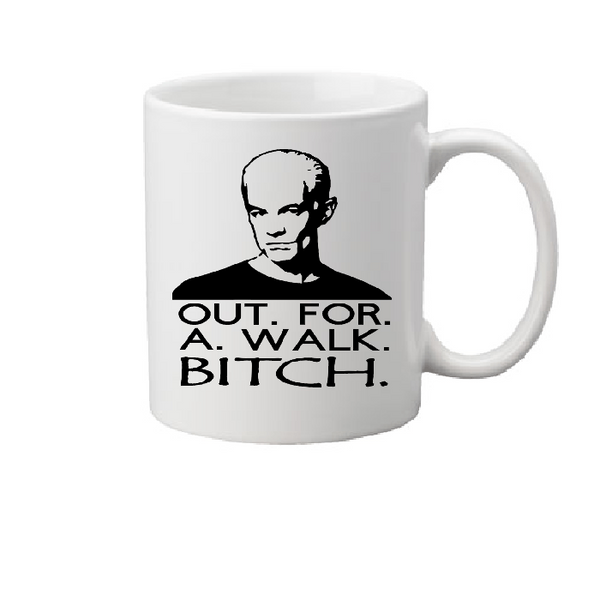Buffy the Vampire Slayer Mug Coffee Cup White  Out For A Walk Bitch Spike Sunnydale Willow Xander Giles Angel Halloween Free Shipping Merch Massacre