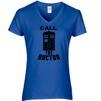 Doctor Who Ladies V Neck T Shirt Adult S-3X Tardis Dalek Time Lord Dr. BBC Sci Fi Science Fiction Funny LOL Comedy Free Shipping Merch Massacre