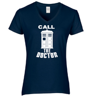 Doctor Who Ladies V Neck T Shirt Adult S-3X Tardis Dalek Time Lord Dr. BBC Sci Fi Science Fiction Funny LOL Comedy Free Shipping Merch Massacre