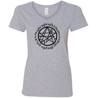 Lovecraft Ladies V Neck T Shirt Adult S-3X Cthulhu Fhtagn Necronomicon Elder Sign  Miskatonic Sci Fi Eldritch Horror Free Shipping Merch Massacre