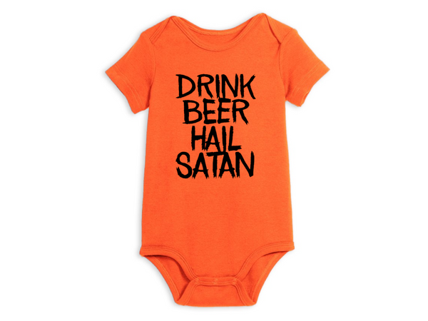 Satanism Baby Infant Youth Bodysuit Romper NB-24 Months Drink Beer Hail Satan Pentagram Fish Inverted Cross Devil 666 Free Shipping Merch Massacre