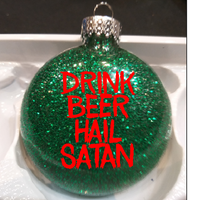 Satanism Ornament Glitter Christmas Shatterproof Drink Beer Hail Satan Ave Satana Pentagram 666 Devil Worship Halloween Free Shipping Merch Massacre
