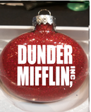 Office Ornament Glitter Christmas Shatterproof Dunder Mifflin Michael Scott Dwight Schrute Jim Halpert Comedy Funny TV Free Shipping Merch Massacre