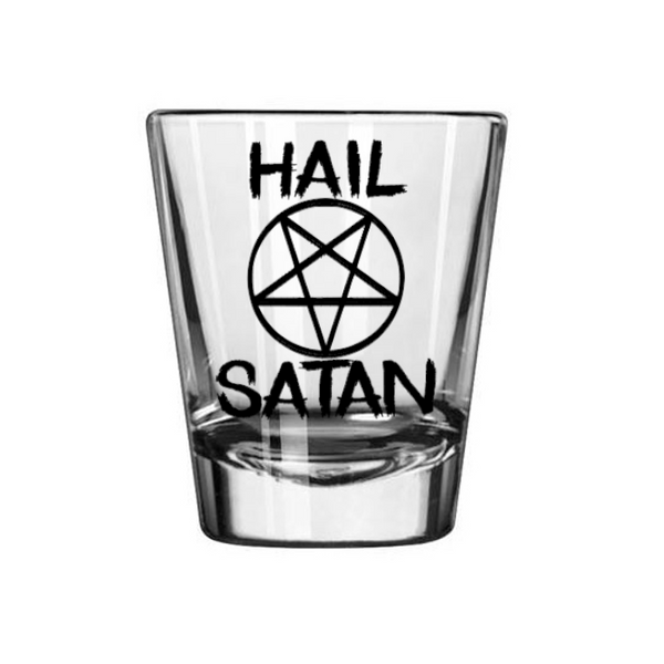 Satanism Shot Glass Hail Satan Pentagram 666 Ave Satana Devil Free Shipping Merch Massacre