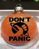 Hitchhiker's Guide to the Galaxy Ornament Glitter Christmas Shatterproof Don't Panic Mostly Harmless Sci Fi Science Free Shipping Merch Massacre