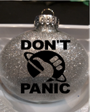 Hitchhiker's Guide to the Galaxy Ornament Glitter Christmas Shatterproof Don't Panic Mostly Harmless Sci Fi Science Free Shipping Merch Massacre