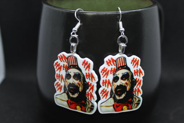 Captain Spaulding Clown Earrings Horror Jewelry Halloween Merch Massacre