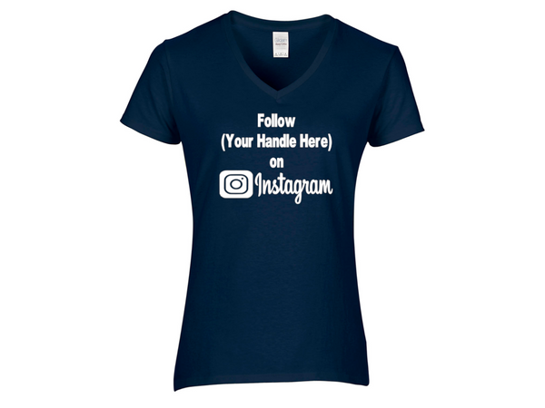 Social Media Ladies V Neck T Shirt Adult S-3X Instagram Hashtag @ # Snapchat Twitter YouTube Follow Subscribe Custom Free Shipping Merch Massacre