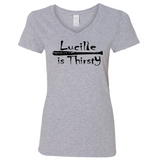 Walking Dead Ladies V Neck T Shirt Adult S-3X Lucille is Thirsty Negan We Are All Infected Walker Zombie Undead Horror Free Shipping Merch Massacre