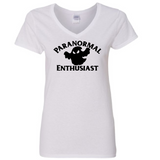 Paranormal Ghost Ladies V Neck T Shirt Adult S-3X Enthusiast Spirit Bigfoot UFO Cryptid Sci Fi Supernatural Funny LOL Free Shipping Merch Massacre