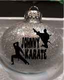 Parks and Rec Ornament Glitter Christmas Shatterproof Johnny Karate Ron Swanson Lil Sebastian Pawnee Indiana Funny Comedy Free Shipping Merch Massacre