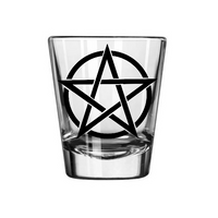 Wicca Shot Glass Pentagram Hail Satan Ave Satana Satanism Witch Witchcraft Magic Magick Funny LOL Nerd Geek Halloween Free Shipping Merch Massacre
