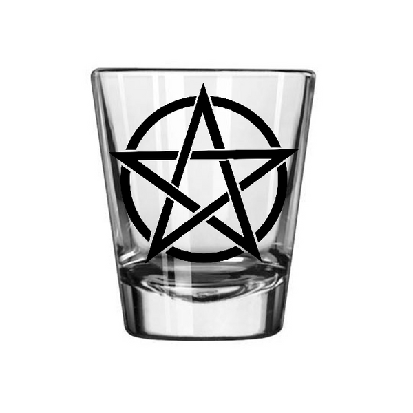 Wicca Shot Glass Pentagram Hail Satan Ave Satana Satanism Witch Witchcraft Magic Magick Funny LOL Nerd Geek Halloween Free Shipping Merch Massacre