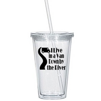 Tommy Boy Tumbler Cup I Live in a Van Down By the River! Holy Schnikeys! Snikeys! SNL Quote Comedy Funny LOL Nerd Geek Free Shipping Merch Massacre