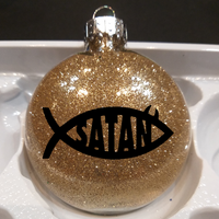 Satanism Ornament Glitter Christmas Shatterproof Disc Satan Fish Pentagram Hail Ave Satana 666 Devil Worship Halloween Free Shipping Merch Massacre
