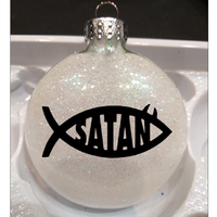 Satanism Ornament Glitter Christmas Shatterproof Disc Satan Fish Pentagram Hail Ave Satana 666 Devil Worship Halloween Free Shipping Merch Massacre