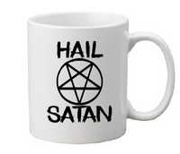 Satanism Mug Coffee Cup White Hail Satan Fish Inverted Cross Ave Satana Pentagram Devil Worship Satanic Horror Halloween Free Shipping Merch Massacre