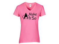 Sci Fi Ladies V Neck T Shirt Adult S-3X Make It So Picard Next Generation Star Klingon Trek Wars Science Fiction Funny Free Shipping Merch Massacre