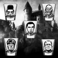 Universal Monsters Shot Glasses Dracula Creature Black Lagoon Wolfman Frankenstein Classic Horror Nerd Geek Halloween Free Shipping Merch Massacre