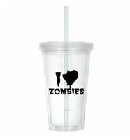 I Love Zombies Tumbler Cup Zombie Undead Walker Ghoul Living Dead Return Night Dawn Day Horror Sci Fi Nerd Geek Halloween Free Shipping Merch Massacre