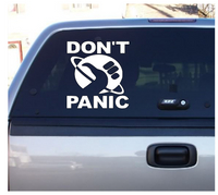 Don't Panic Hitchhikers Guide Galaxy Vinyl Decal Sticker Horror Free Shipping Merch Massacre