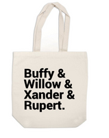 Buffy the Vampire Slayer Canvas Tote Bag Willow Xander Rupert Giles Free Shipping Merch Massacre