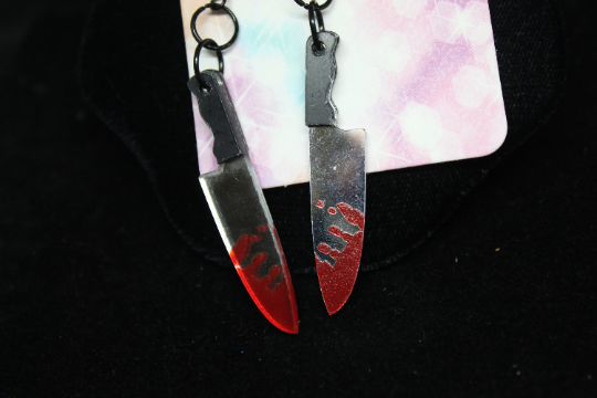 Bloody Knife Earrings Horror Jewelry Pop Culture Halloween Horror